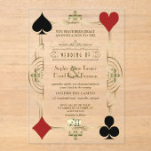 グラマラス金ゴールドカジノラスベガストランプのポーカー結婚ズ アクリル招待状 (正面)