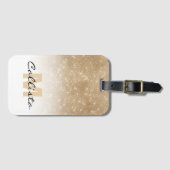 グラマラス金ゴールドグリッターシークインモノグラム ラゲッジタグ (正面横)