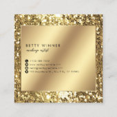 グラマラス金ゴールドグリッタースクリプトモノグラム スクエア名刺 (裏面)