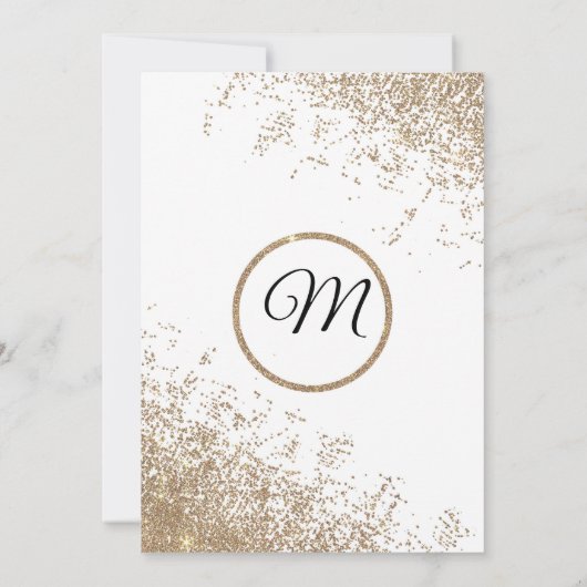 グラマラス金ゴールドグリッタースパークルスホワイトスウィート16 招待状 (裏面)