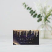 グラマラス金ゴールドグリッタードリップダークインクモノグラムグラム 名刺 (スタンド正面)