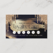 グラマラス金ゴールドグリッタードリップネイビー&金ゴールドロイヤリティ 名刺 (正面)