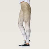 グラマラス金ゴールドグリッターホワイトマーブルグラデーション レギンス (左)