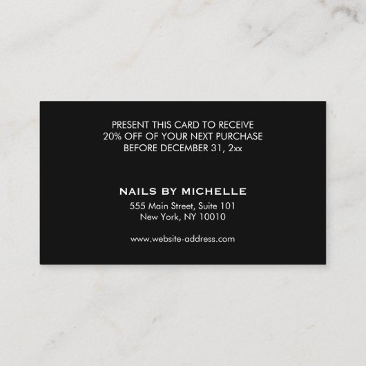 グラマラス金ゴールドグリッターモダン美しいクーポンカード 割引カード (裏面)