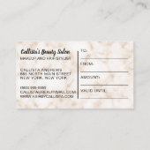 グラマラス金ゴールドグリッター大理石ギフト証明書 名刺 (裏面)