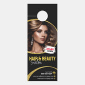 グラマラス金ゴールドグリッター美容師美しいサロン ドアノブサイン (正面)