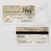 グラマラス金ゴールドシークイングリッタークレジットカードヘア 名刺 (正面/裏面)