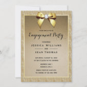 グラマラス金ゴールドスタイリッシュ&ジェム婚約 招待状 (正面)