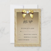 グラマラス金ゴールドスタイリッシュ&ジェム結婚ズ 出欠カード (正面)
