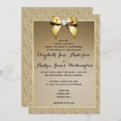 グラマラス金ゴールドスタイリッシュ&ジェム結婚ズ 招待状 (正面/裏面)
