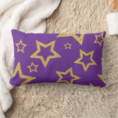 グラマラス金ゴールドスターオンパープル ランバークッション (ブランケット)