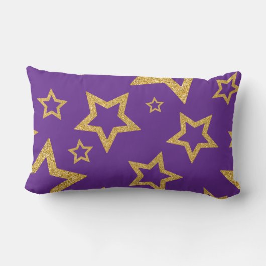 グラマラス金ゴールドスターオンパープル ランバークッション (裏面)