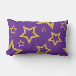 グラマラス金ゴールドスターオンパープル ランバークッション