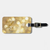 グラマラス金ゴールドスパークルズモノグラムラゲージタグ ラゲッジタグ (正面横)