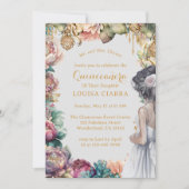 グラマラス金ゴールドスパークルパステルフラワーズキンセアニェラ 招待状 (正面)