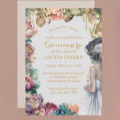 グラマラス金ゴールドスパークルパステルフラワーズキンセアニェラ 招待状