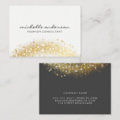 グラマラス金ゴールドセクインホワイトグレー 名刺 (正面/裏面)