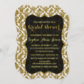 グラマラス金ゴールドダマスクブライダルシャワー招待 招待状 (正面/裏面)