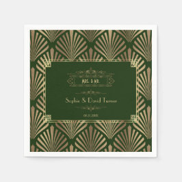 グラマラス金ゴールドダークグリーンアールデコ1920結婚s I スタンダードカクテルナプキン