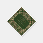 グラマラス金ゴールドダークグリーンアールデコ1920結婚s I スタンダードカクテルナプキン (角)