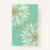 グラマラス金ゴールドティール(緑がかった色)グリーングリッターフラワーストライプズ バッジ (裏面)