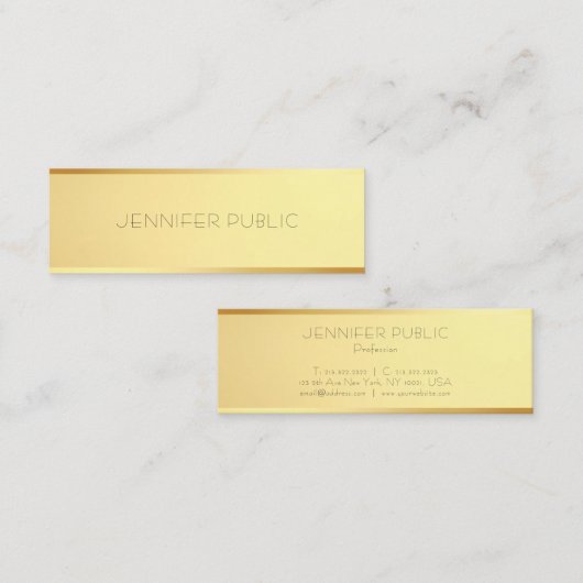グラマラス金ゴールドテンプレートエレガントミニマルデザイン スキニー名刺 (正面/裏面)