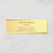 グラマラス金ゴールドテンプレートエレガントミニマルトレンディー スキニー名刺 (裏面)