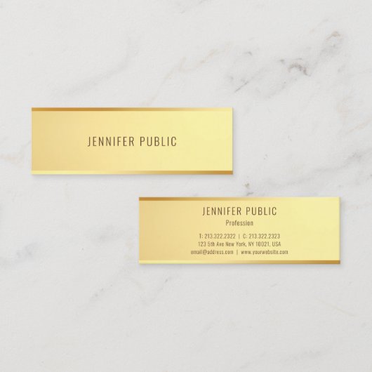 グラマラス金ゴールドテンプレートエレガントミニマルトレンディー スキニー名刺 (正面/裏面)