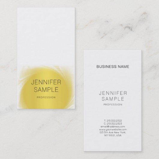 グラマラス金ゴールドデザインプロフェッショナルプレーンモダン 名刺 (正面/裏面)