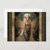 グラマラス金ゴールドフェアリーガールファンタジーアート ポストカード (正面/裏面)