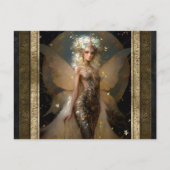 グラマラス金ゴールドフェアリーガールファンタジーアート ポストカード (正面)