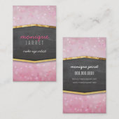 グラマラス金ゴールドフォイル黒板パネルピンク《写真》ぼけ味 名刺 (正面/裏面)