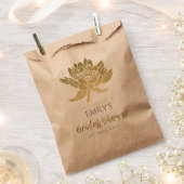 グラマラス金ゴールドフローラブライダルシャワー フェイバーバッグ (クリップ留めされた状態)