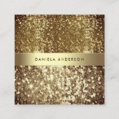 グラマラス金ゴールドブロンズグリッターラグジュアリ スクエア名刺 (正面)