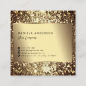 グラマラス金ゴールドブロンズグリッターラグジュアリ スクエア名刺 (裏面)