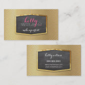 グラマラス金ゴールドホイルエレガントエコ天然クラフト 名刺 (正面/裏面)