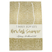グラマラス金ゴールドホワイトモザイクドットブライダルシャワー ミディアムペーパーバッグ (正面)