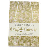 グラマラス金ゴールドホワイトモザイクドットブライダルシャワー ミディアムペーパーバッグ (裏面)