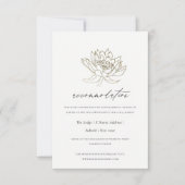 グラマラス金ゴールドホワイトロータスフローラアコモデーション 招待状 (正面)