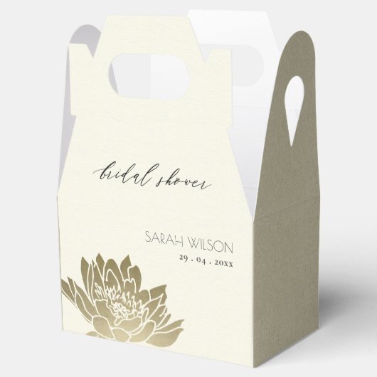 グラマラス金ゴールドホワイトロータスフローラブライダルシャワー フェイバーボックス (オープン)