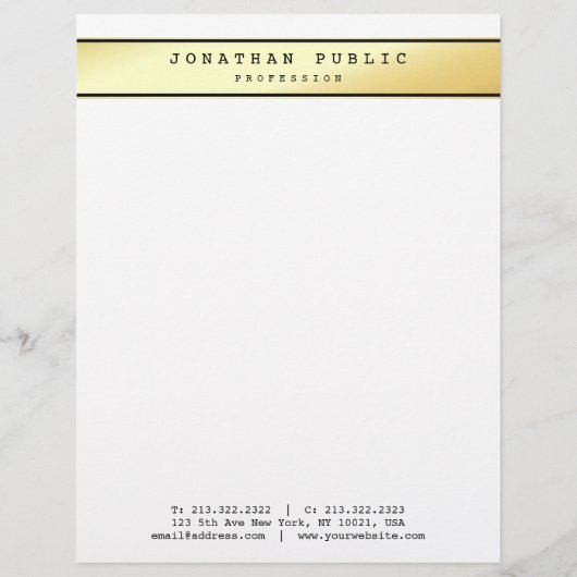 グラマラス金ゴールドモダントレンディーエレガントテンプレートトップ レターヘッド (正面)