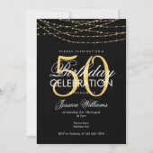 グラマラス金ゴールドライト50誕生日 招待状 (正面)