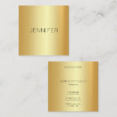 グラマラス金ゴールドルックエレガントモダンシンプルテンプレート スクエア名刺 (正面/裏面)