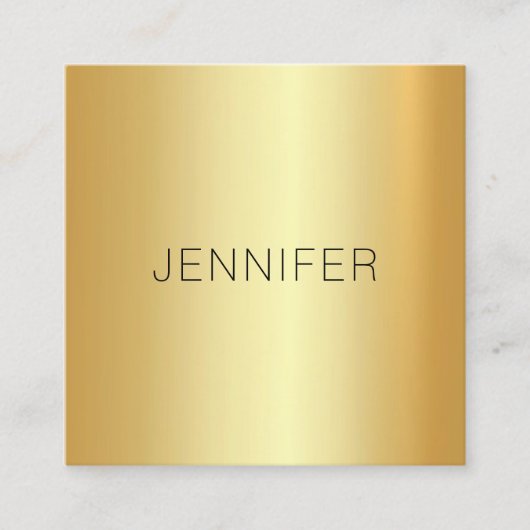 グラマラス金ゴールドルックエレガントモダンシンプルテンプレート スクエア名刺 (正面)