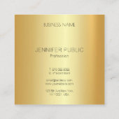 グラマラス金ゴールドルックエレガントモダンシンプルテンプレート スクエア名刺 (裏面)