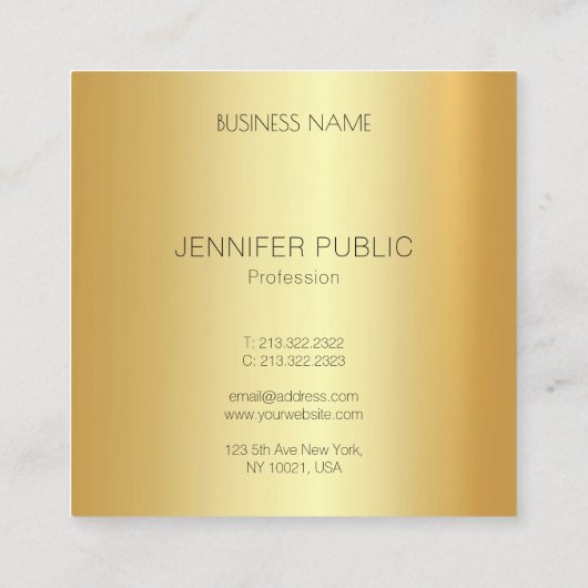 グラマラス金ゴールドルックエレガントモダンシンプルテンプレート スクエア名刺