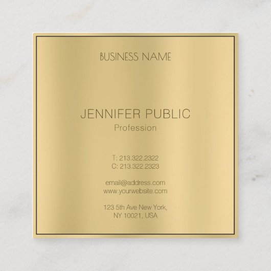 グラマラス金ゴールドルックモダンエレガントプロフェッショナル スクエア名刺 (裏面)