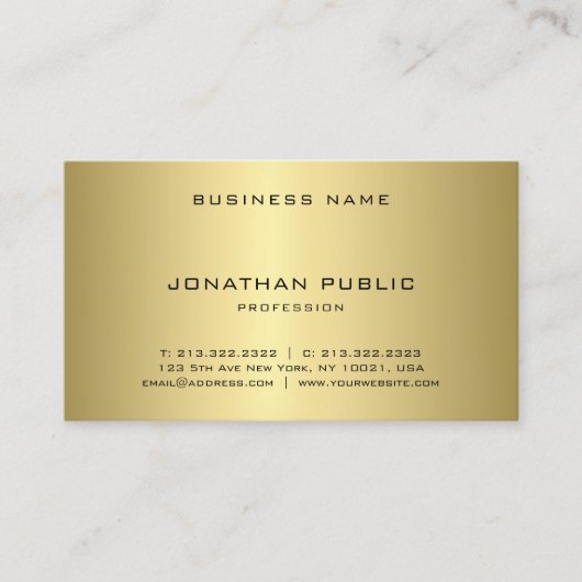 グラマラス金ゴールドルッモダンクカッコいいシンプルプレーン 名刺 (正面)