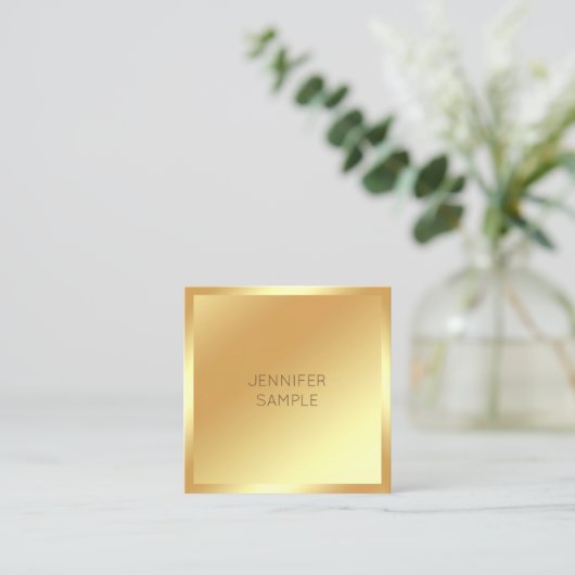 グラマラス金ゴールドルッモダンクシンプルテンプレート スクエア名刺 (スタンド正面)