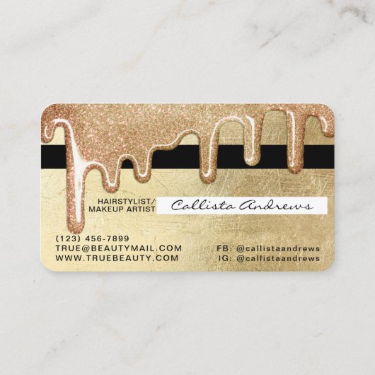 グラマラス金ゴールド厚グリッタードリップスクレジット 名刺 (裏面)